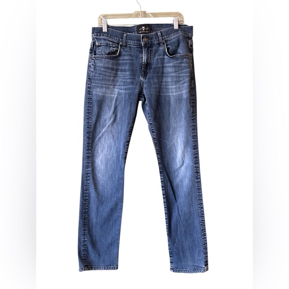 7 For all Mankind The Straight Men's Medium Wash Denim Jeans Sz 33